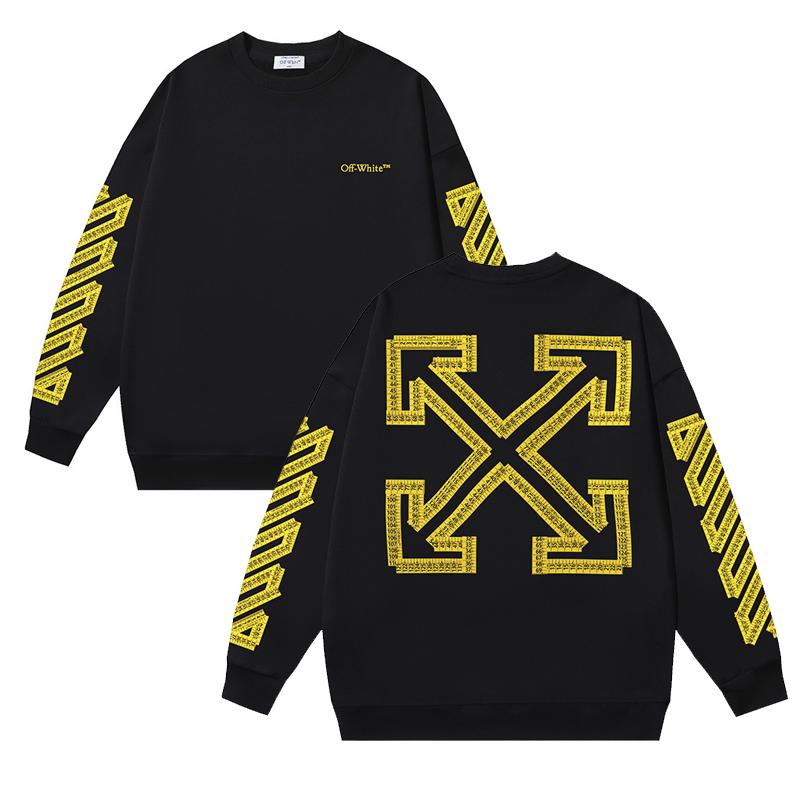 1244 Off-White 2025 Autumn New Tape Measure Arrow Ruler Tape Printed Men's and Women's Round Neck Hoodie