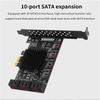 SATA PCIE 1X Adapter 10 Ports PCIE X4 X8 X16 To SATA 3.0 6Gbps Interface Rate Riser Expansion Card for Desktop PC Computer Converter Supports 32TB
