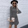 Temperament and Elegance Outer Wear Early Autumn French Shirt Dress Solid Color Lapel Leopard Print Long Sleeve Dresses