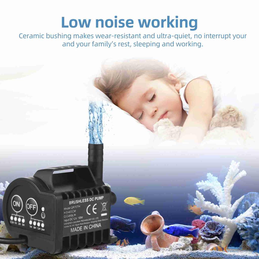 Mini 12V Water Pump with 4 Gear On Off Timing, Acceleration and Deceleration Function, Max 700L H Flow 9.8ft Lift,