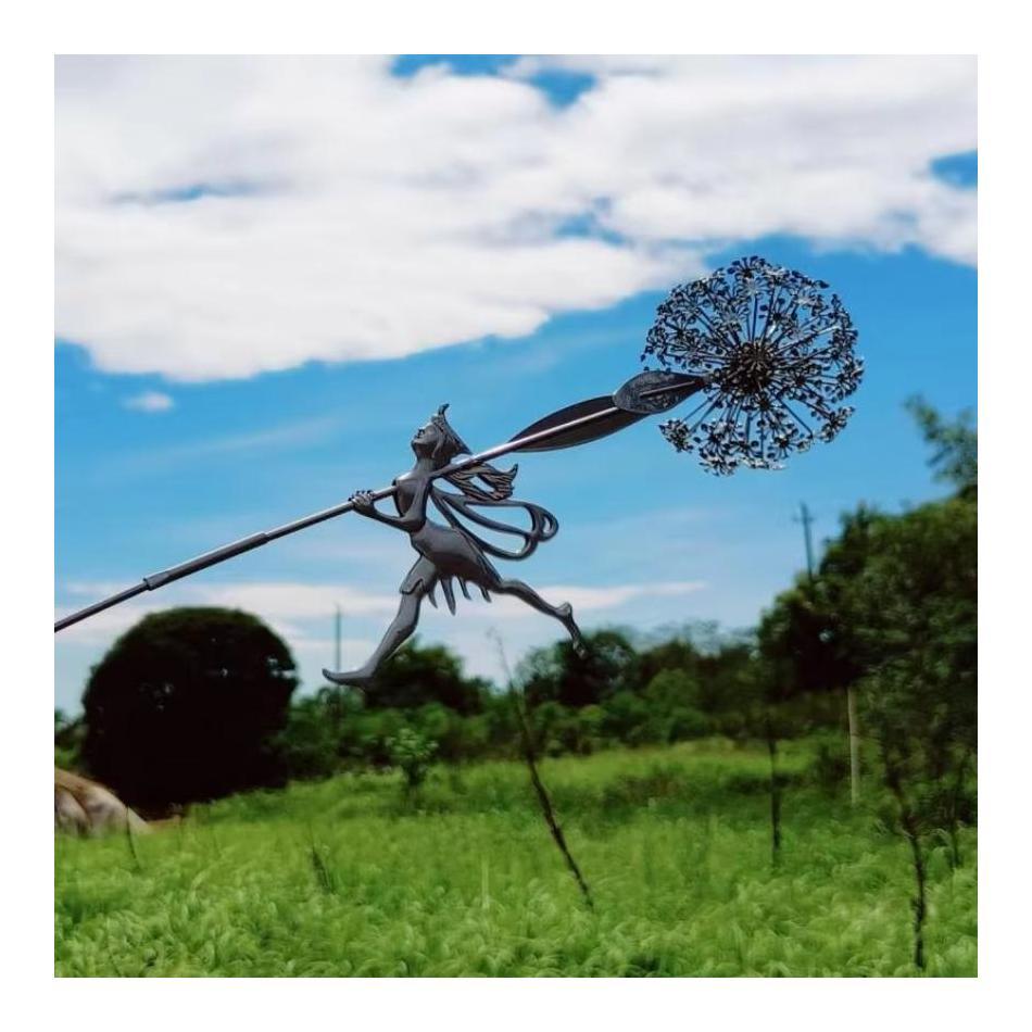 Скульптура для газона и ландшафта, украшение пикси, садовые декоративные феи и одуванчики танцуют вместе, металлический садовый декор для двора