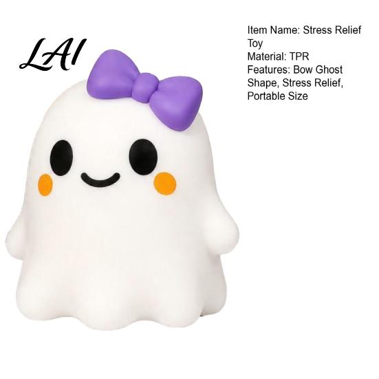 Ghost Stress Relief Toys Halloween Bow Squeeze Toy Cartoon Sensory Tactile Toy Soft Stretchy Party Favors for Adults Kids Supplies