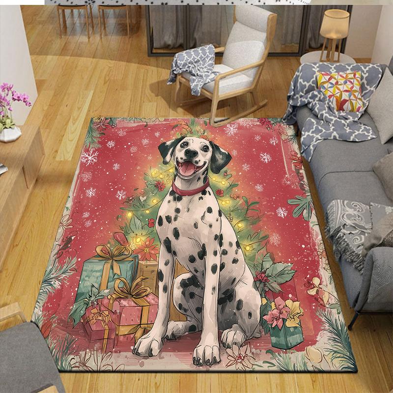Christmas dog Home Sofa Decoration for Living Room & Bedroom, Non‑Slip Play Flannel Floor Mat for Game Room