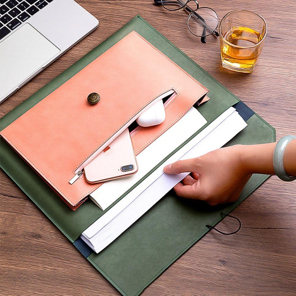 Waterproof Documents Storage Bag Thickening A4 Folder A4 Paper Leather File Bag  School Stationery