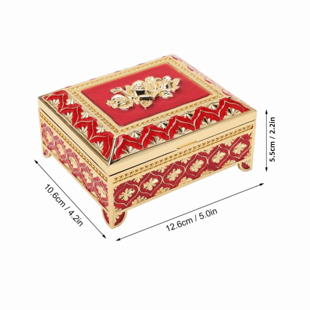 Red Jewelry Storage Box Velvet Lining Trinket Storage Box Retro Quadrate Jewelry Box For Home