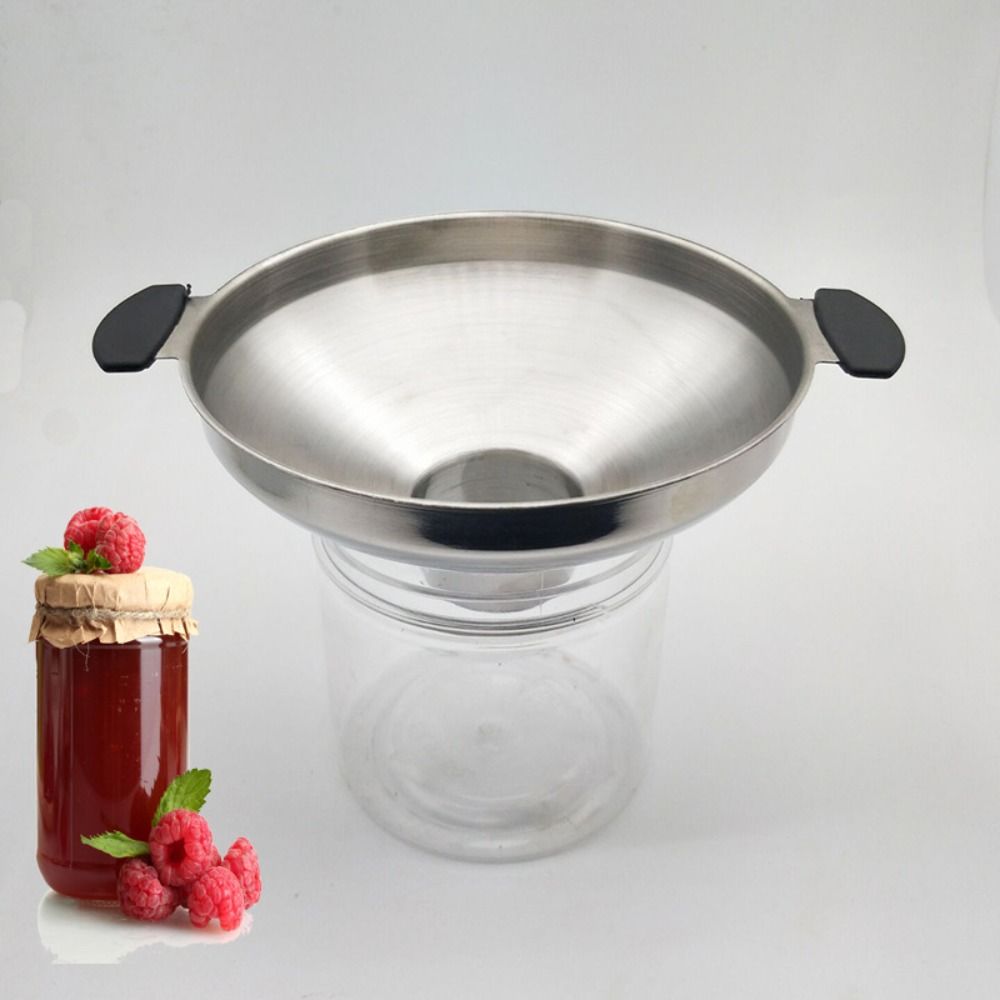 Stainless Steel Wide Mouth Funnel Dual Handles Kitchen Funnel Durable Canning Funnel Kitchen
