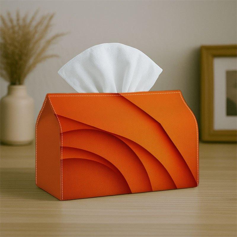 1pc Modern Abstract Minimalist Design Tissue Box - Orange Layered Curve Gradient Graphic Design, Party Tissue Box, Multifunctional for Kitchen And Din