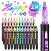 8/12/24 Pcs Metallic Marker Pens Art Line Pen Outline Marker Highlighter Pen For Manga Crafts Scrapbooking School Stationery Supplies