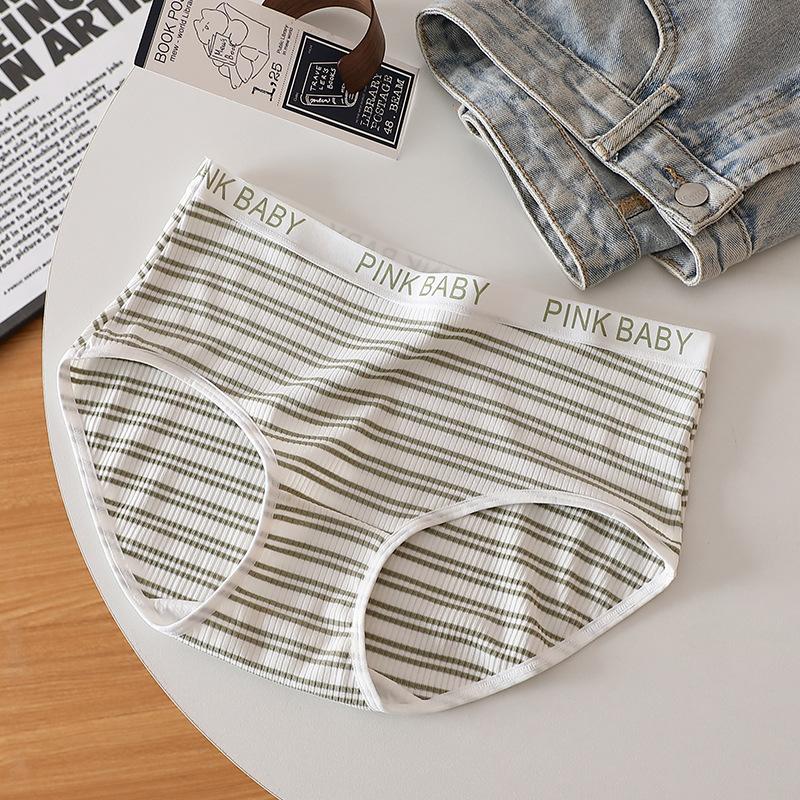 Skin Friendly Non Blocking Mid Waist Panties Sporty and Comfortable Striped Triangle Women’s Panties