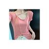 T Shirt Women Summer Oversize V Neck Casual Top With Embroidery For Daily Wear