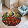 Stained Glass Peacock  Round Area Rug,Carpet Rug for Living Room Bedroom Sofa Playroom Decor,Non-slip Floor Mat