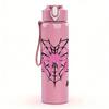 1PC Pink Spider Web Spider 750ml Color Plastic Sports Water Bottle Leakproof Flip Straw Lid Suitable for Sports Office Home Use