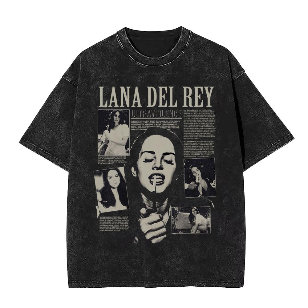 Washed Vintage WashedLana Del Rey Tour Tshirt Men Women Hip Hop Fashion Pop Music Tshirts Unisex Casual Cotton T Shirts