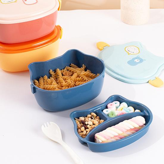 Bento Box Double Layer Compartment Good Sealing Microwavable Children Snack Fruit Lunch Box Cartoon Bento