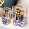 Acrylic Clear Makeup Brush Holder with Lid Vanity Countertop Makeup Organizer Waterproof Dustproof Cosmetic Brush Storage Box