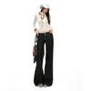 Autumn and winter new American retro double-buckle low-rise original cow loose straight tube thin jeans women
