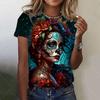 Мексиканская женская футболка «День мертвых» с 3D принтом «Роза Катрина Богиня» и круглым вырезом, футболки с короткими рукавами, уличная одежда Y2k, одежда для девочек