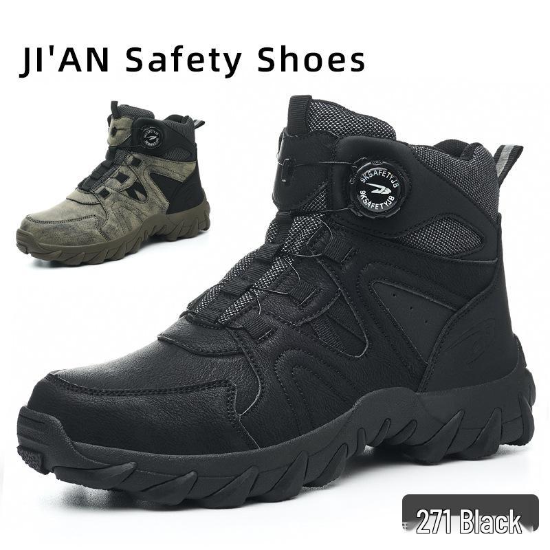 Cross-Border Steel Toe Safety Shoes: High-Top, Anti-Smash, Puncture-Resistant, Wear-Resistant, Soft Sole, Comfortable Fit.