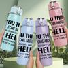 1PC You Think I Care About Hell Quote Print 750ml Color Plastic Sports Water Bottle Leakproof Flip Straw Lid Suitable for Sports Office Home Use
