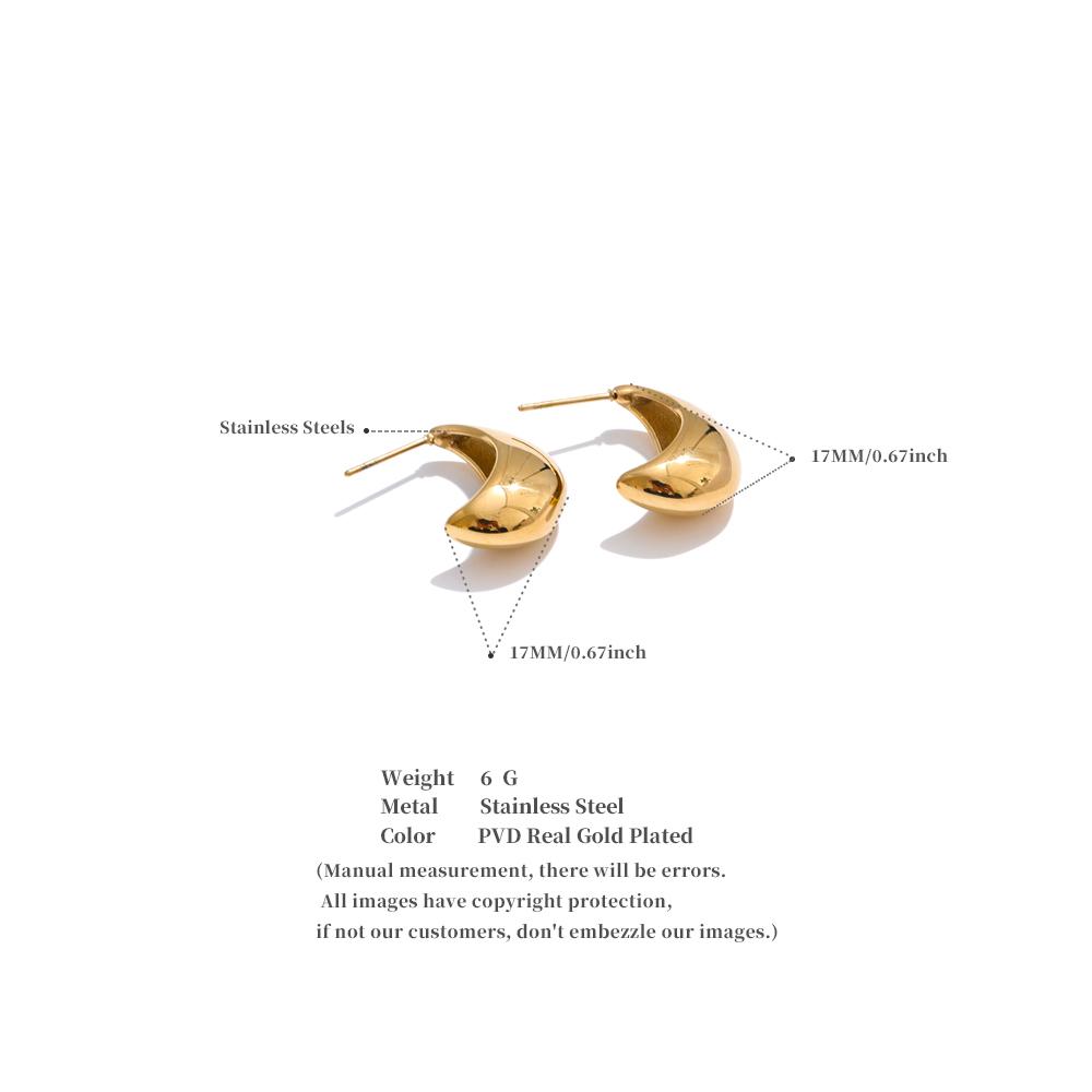 Eetit Серьги из нержавеющей стали 316L в форме буквы C, полупустые, гладкие, металлические, для повседневной носки, модные ювелирные изделия, аксессуары