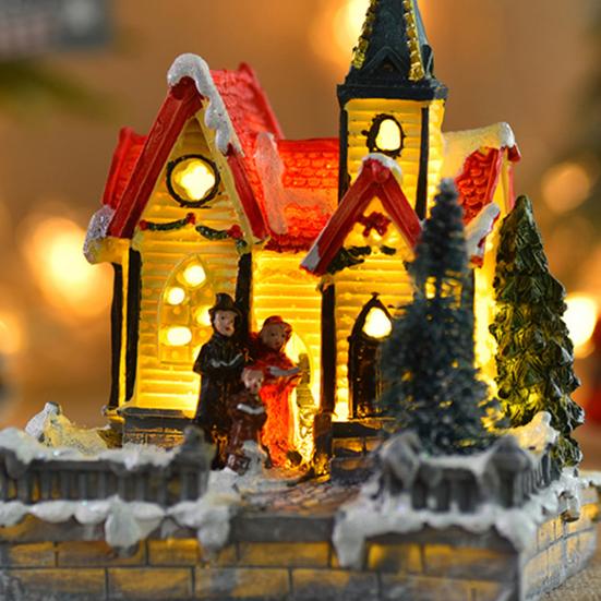 Рождественский домик миниатюрные многоразовые декоративные теплые легкие энергосберегающие рождественские украшения для домашнего декора