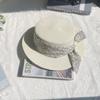 French flat hat straw hat women's summer seaside play beach hat top hat floral with sun protection hat
