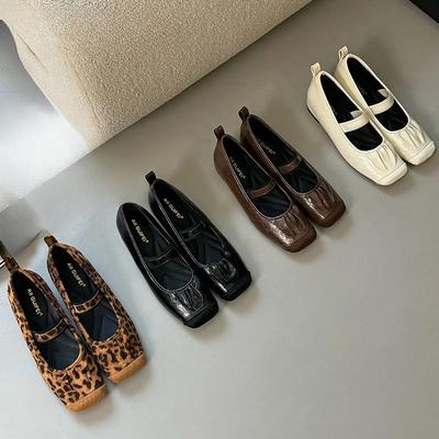 Дизайнерская обувь на плоской подошве Туфли Мэри Джейн для женщин Модные женские балетки с леопардовым принтом Женские танцевальные туфли