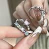Double Layer Sweet Cool Babes Fudge Ring Rainbow Zircon Love High Sense Light Luxury Cross Opening Index Finger Ring Woman
