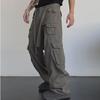 Men's Retro Hip-Hop Multi-Pocket Overalls - Original American High Street Fashion Brand, Japanese-Style Straight Casual Pants