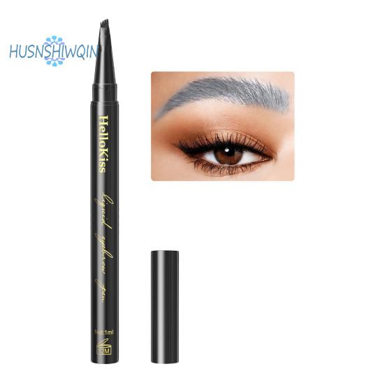 Карандаш для бровей, 1 мл, натуральный, долговечный, водонепроницаемый для макияжа глаз, не оставляющий пятен, 4-х зубчатый жидкий карандаш для бровей с микрогравировкой, поставка для девочек