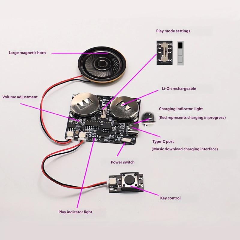 8MB Memory Magnetic Control Switcher Voice Recording Module Downloadable Sound Module Adjustable For Creative Projects