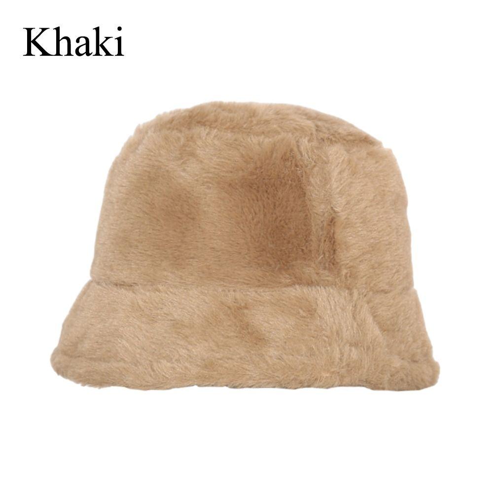 Soft Bucket Hat Warm Flat Top Cap Fashion Winter Hat Women Lady