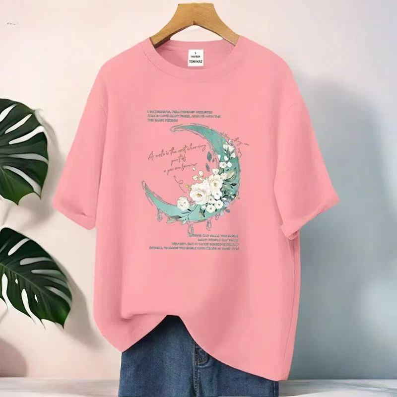 Comfortable and Breathable Summer Loose-fitting Cotton T-shirt for Women