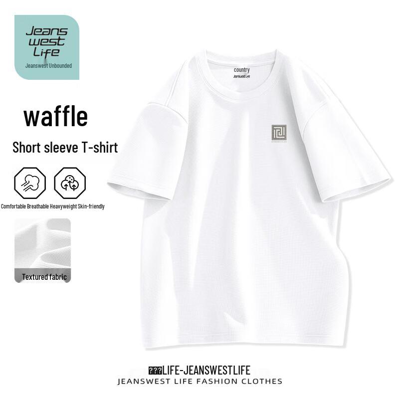 JEANSWEST LIFE Мужская вафельная футболка с круглым вырезом и коротким рукавом