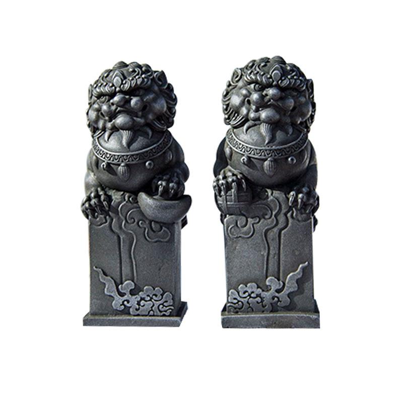 Chinese Cast Iron Stone Lion Desktop Ornament: Cultural Craft for Wealth and Protection.