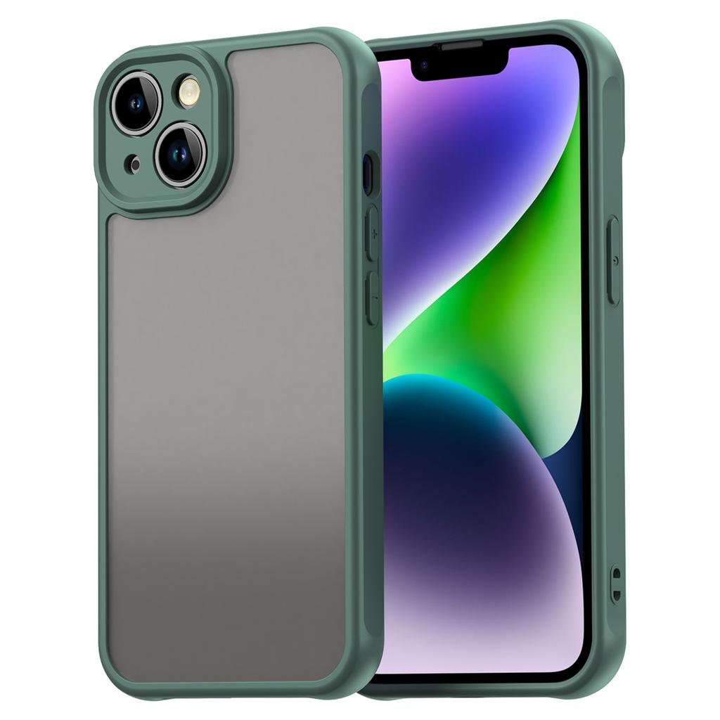 For iPhone 13 Case Drop Proof Airbags Frosted Translucent PC+TPU Phone Back Cover