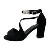 Fashion Shoes Female 2024 Plus Size Ankle-wrap Women's Sandals Peep Toe Office Sandals Women Metal Decoration Buckle Strap Shoes Women