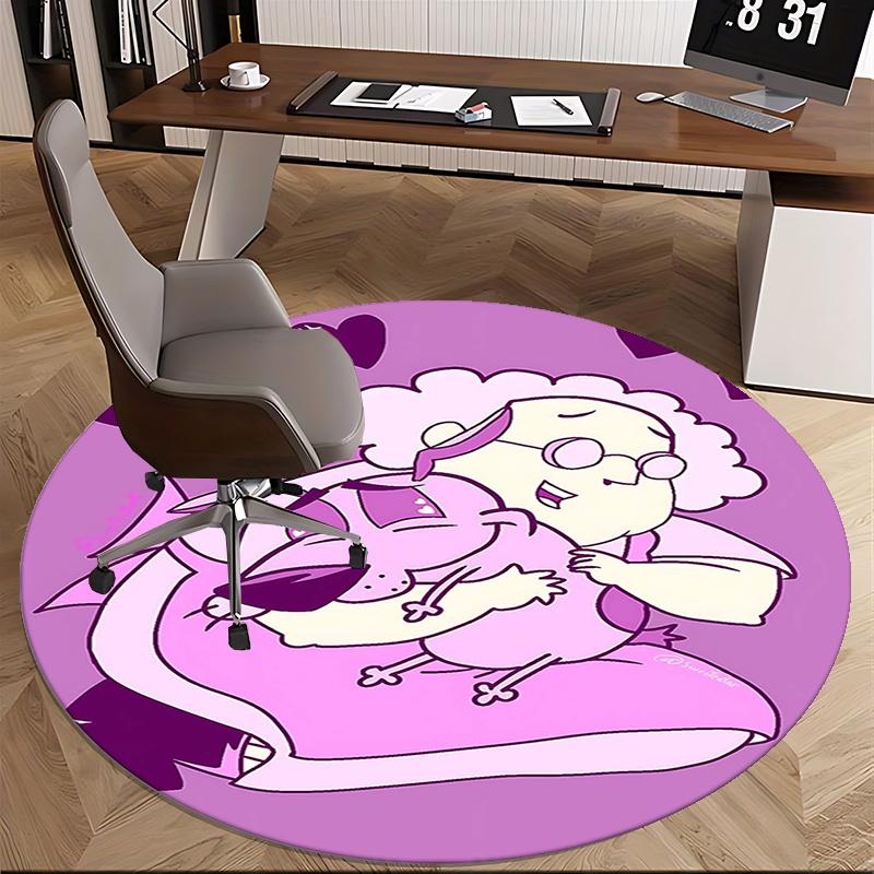 Pink Dog,Cowardly Heroes Chair mat Round Rug Office carpet, Non slip, Suitable for Living Rooms, Bedrooms Decor.1205596a