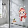 Cute Snowman Wall Art Peeking Static Cling Window Decal, Christmas Glass Sticker with Waterproof Decorations Snowflakes, Reusable PVC Holiday