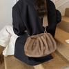 Korean Pleated Cloud Plush Shoulder Bag Soft Faux Fur Crossbody Bag Autumn And Winter Trend Handbags For Women Gifts