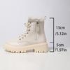 Модные осенне-зимние плюшевые теплые ботильоны женские модные однотонные из ПУ кожи короткие ботинки женские больших размеров нескользящие на платформе