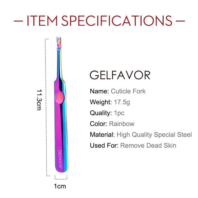 Gelfavor 1PC Full Beauty Cuticle Remover Pusher Trimmer Callus Dead Skin Cut Tools Chameleon Fork Nail Manicure Finger Accessory