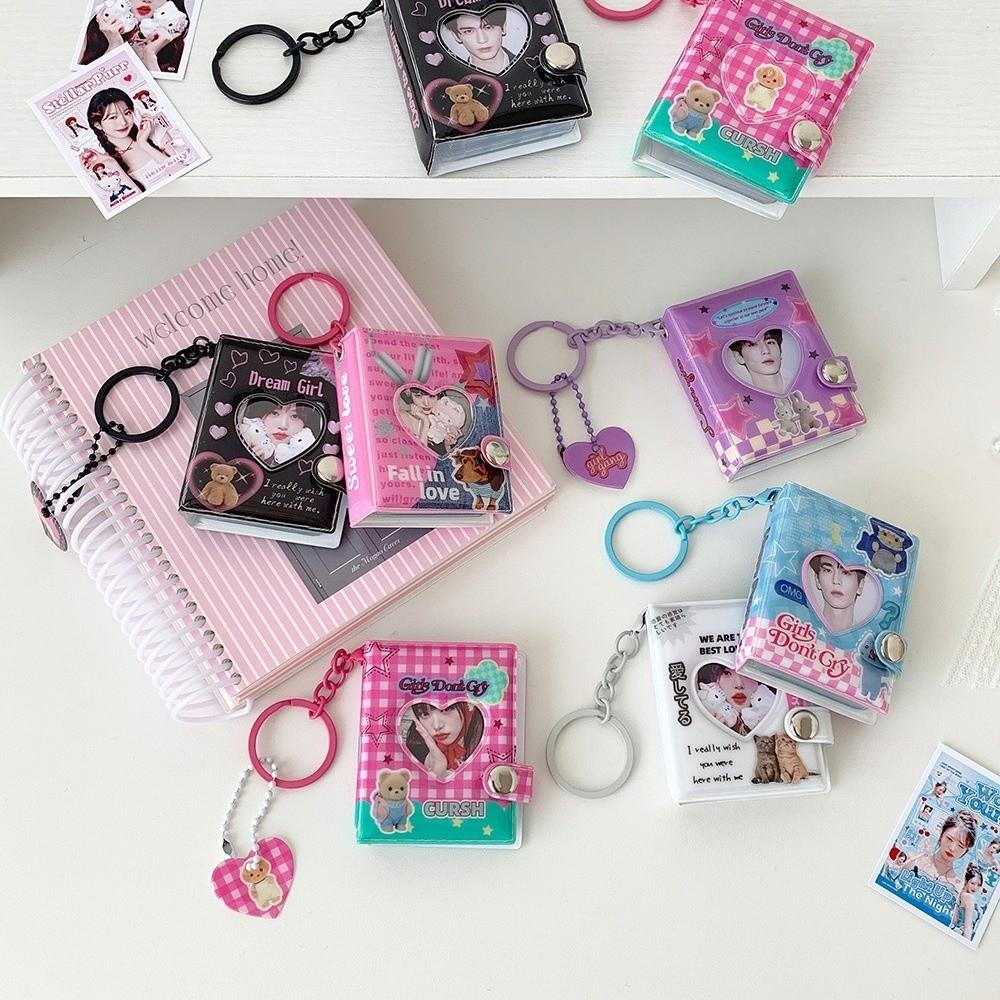 Keychain ID Photo Holder Snap Closure Idol Card Organizer Retro Card Storage Album