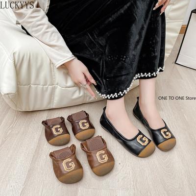 Мода 2025 осень новые модные женские туфли в стиле ретро с круглым носком и неглубокой горловиной для женщин туфли Мэри Джейн без застежек женские туфли на плоской подошве с мягкой подошвой