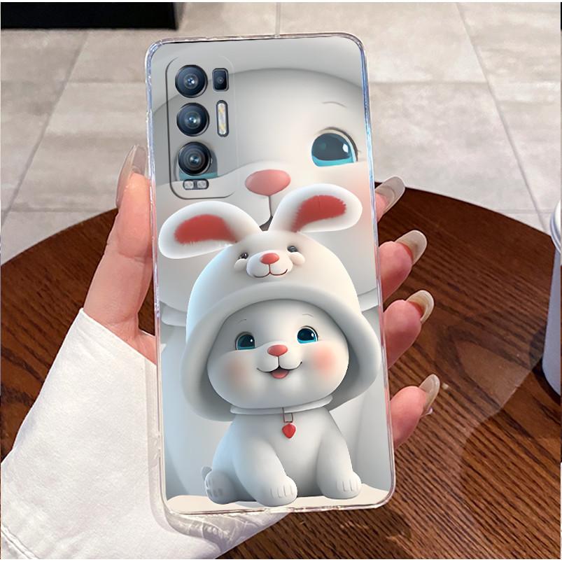 Чехол для OPPO Find X3 Neo Прозрачная крышка Роскошный Милый Кролик Любовь Смешной Силиконовый Мягкий ТПУ Задние Чехлы Для OPPO Find X3 Lite Чехол для Телефона