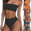 Women's Sexy Solid Color Bralette Tops Bikini Set Two-Piece Swimsuit