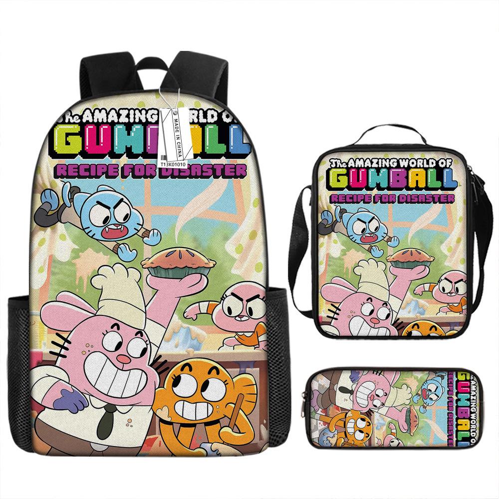 New Gumball World Cartoon Backpack Student Bookbag 3D Digital Print Large Capacity School Bag Kids Boys Girls Backpack