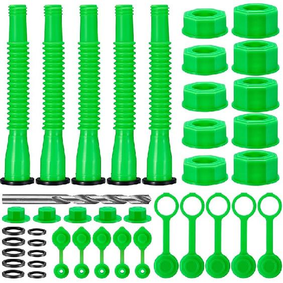 Gas Can Spout Replacement, Green Gas Can Nozzle Replacement For Most 1/2/5/10 Gas Cans,Good Pour,Leak Proof (5 Pack Green)
