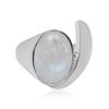 10X15 Mm Rainbow Moonstone Gemstone 925 Sterling Silver Half Open Oval Shape Ring For Women & Girls