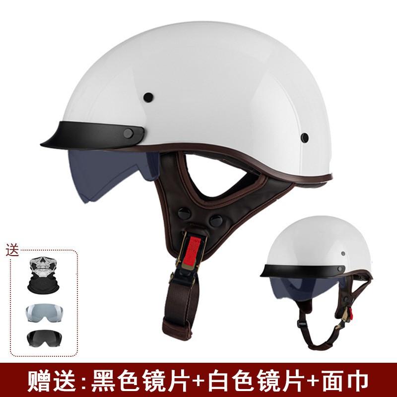 Vintage Half Face Motorcycle Helmet Men Women Retro Cruiser Style DOT Approved Open
